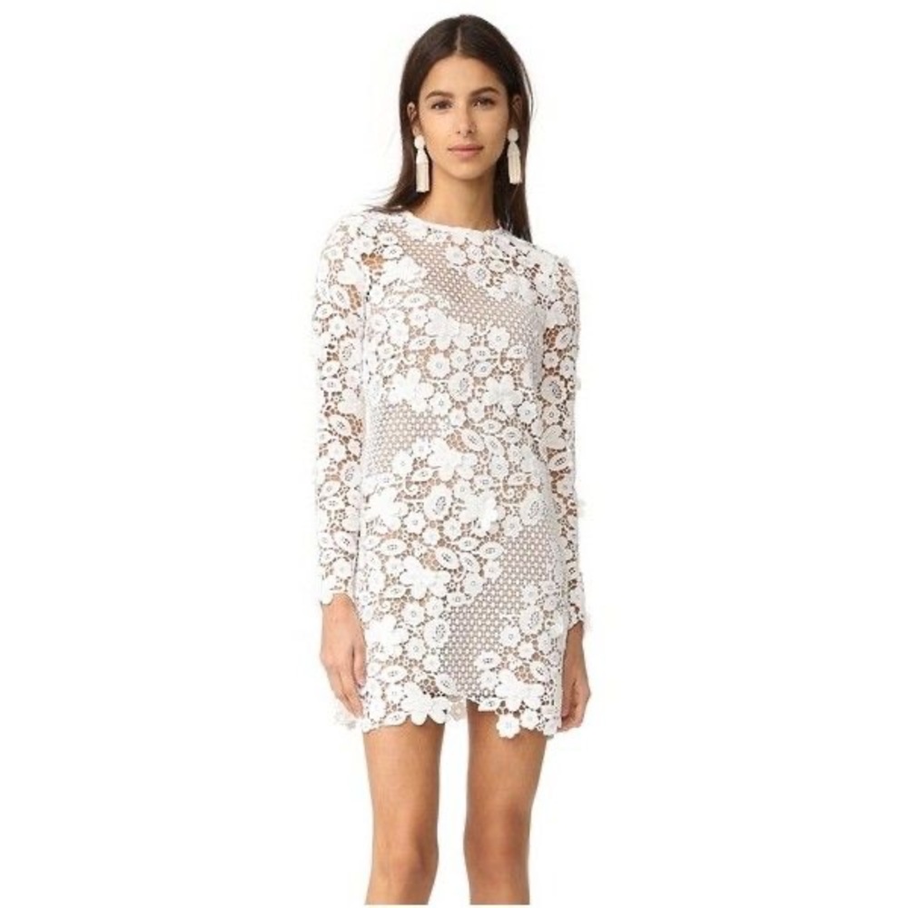 Self-Portrait White Lace Jacket with nude lining
